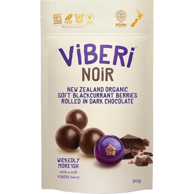 Viberi - Noir Organic Soft Blackcurrants Rolled in Dark Chocolate - [90g]