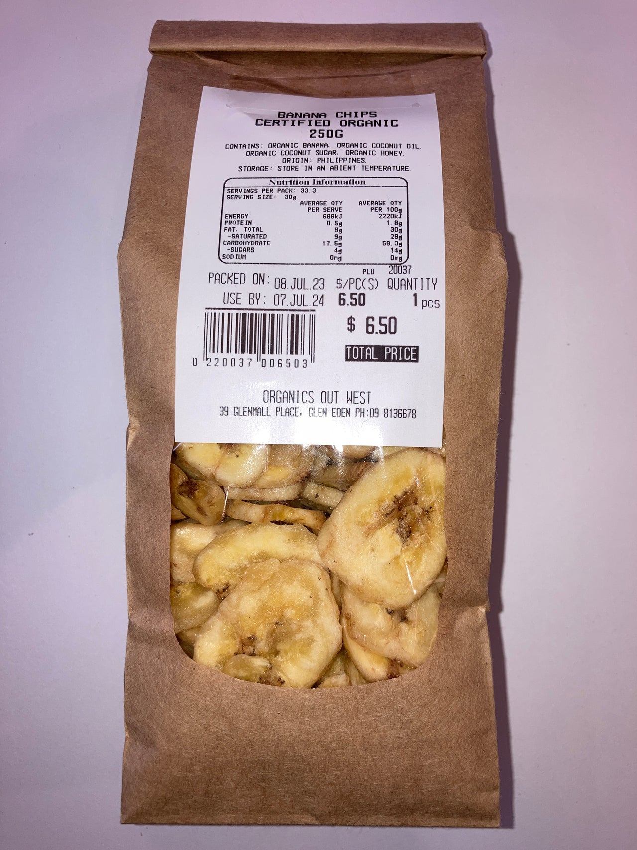 Organics Out West - Organic Banana Chips - [250g]
