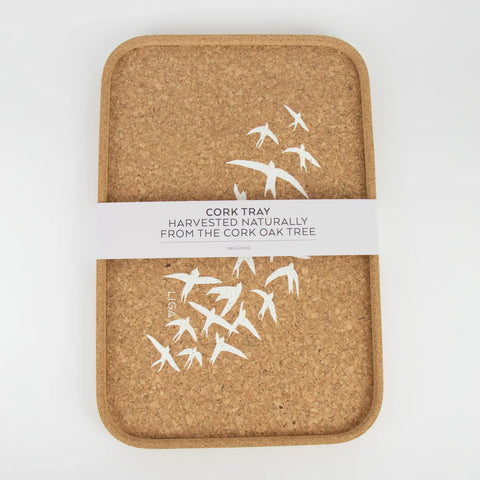 Naturally Harvested Cork Drinks Tray - [Swallows]