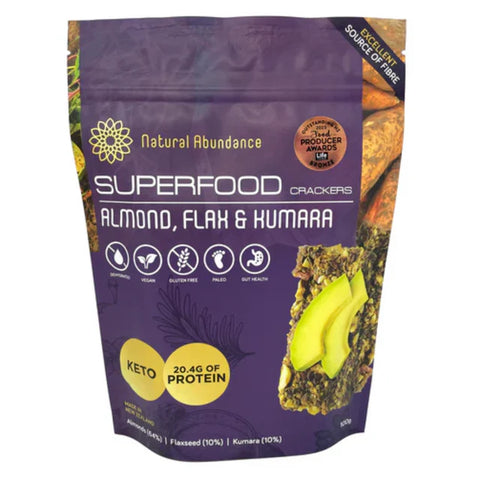Natural Abundance - Superfood Crackers Almond Flax & Kumara - [100g]