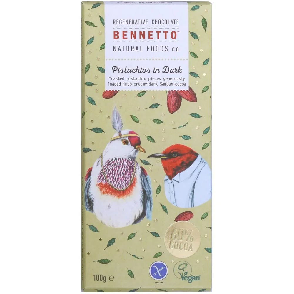 Bennetto - Pistachios in Dark Organic Chocolate 60% Cocoa - [100g]