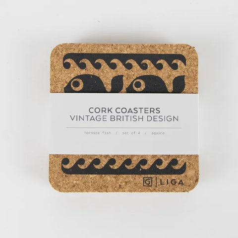 Naturally Harvested Cork Drinks Coasters - Fish [x4]