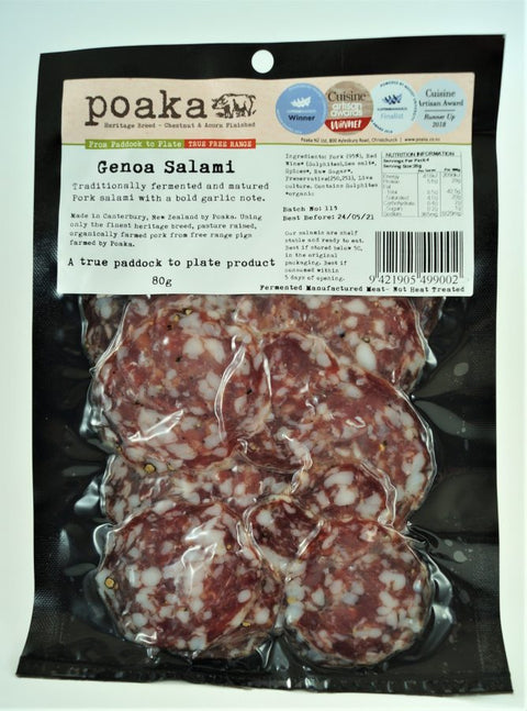Poaka - Sliced Genoa Salami - [80g] - In Store/Click & Collect Only