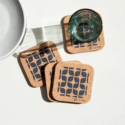 Natrually Harvested Cork Drinks Coasters - Geometric [x4]