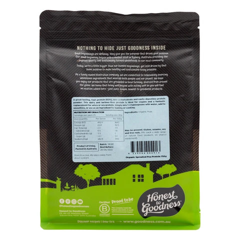 Honest To Goodness - Organic Sprouted Pea Protein Powder - [750g]