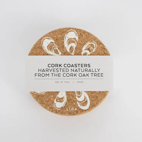 Naturally Harvested Cork Drinks Coasters - Oyster [x4]