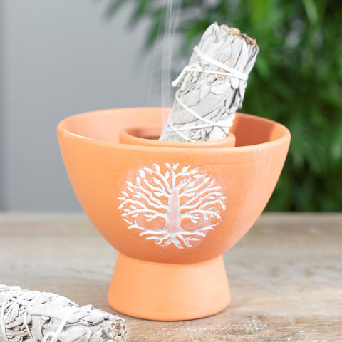 Terracotta Tree of Life Smudge Bowl
