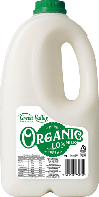 Green Valley - Organic 1% Fat Milk - [2L] - In Store/Click & Collect Only