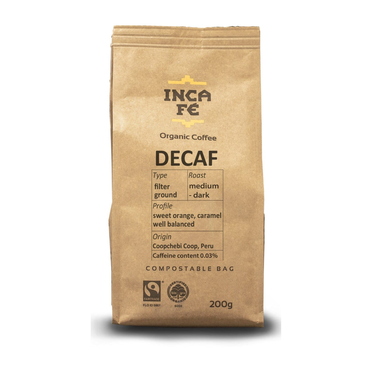 Inca Fe Coffee Decaf Filter Ground [200g]
