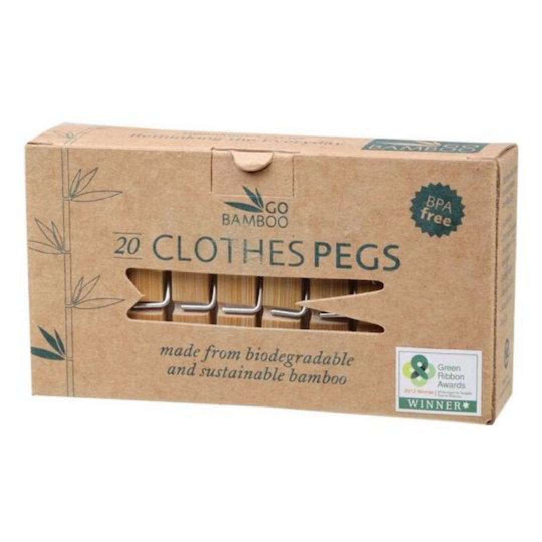 Go Bamboo Wooden Clothes Pegs [20 Pack]