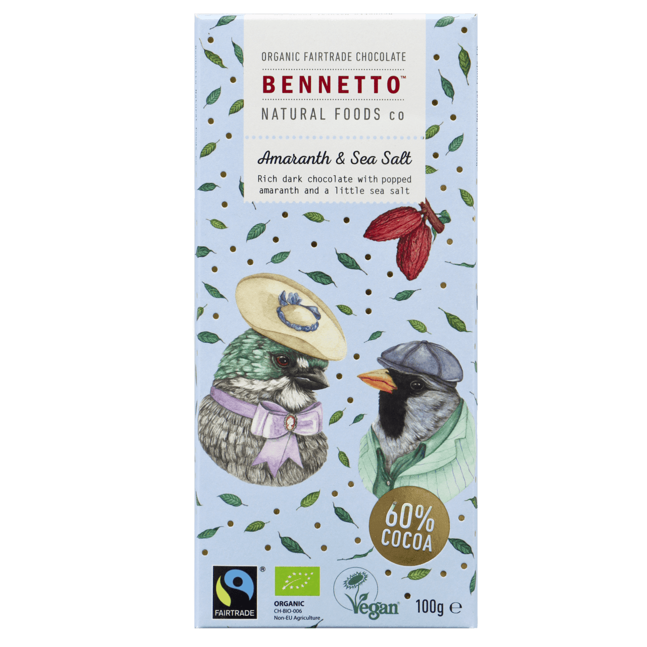Bennetto Organic Dark Chocolate - Amaranth & SeaSalt [100g]